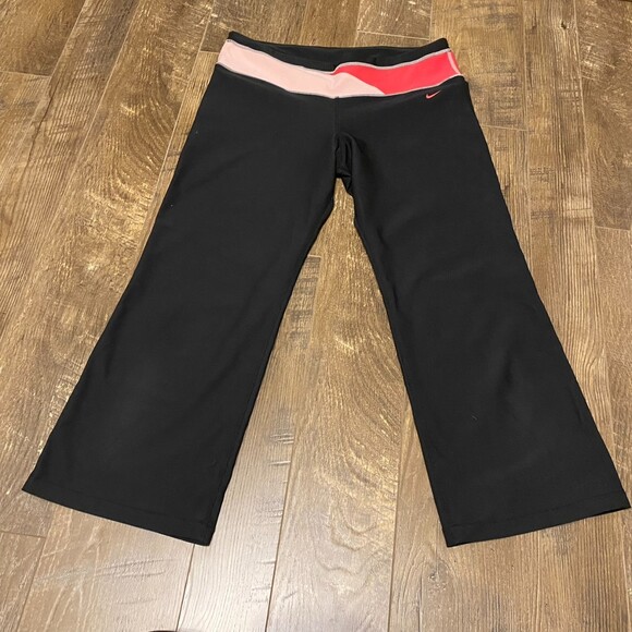 Y2K Nike wide leg‎ flare crop black size M - Picture 1 of 6